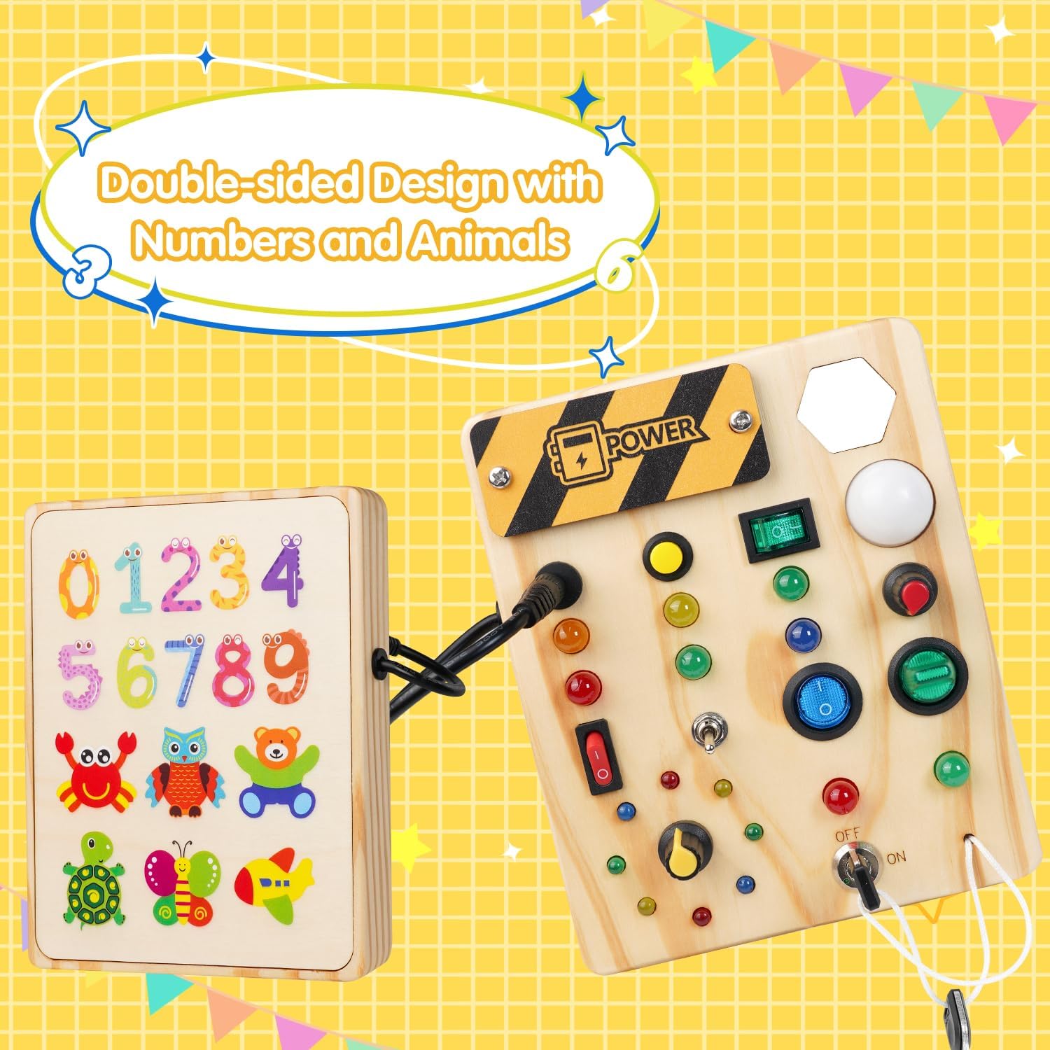 Montessori Toddler Pinboard with 27 LED Lights - BrightMinds