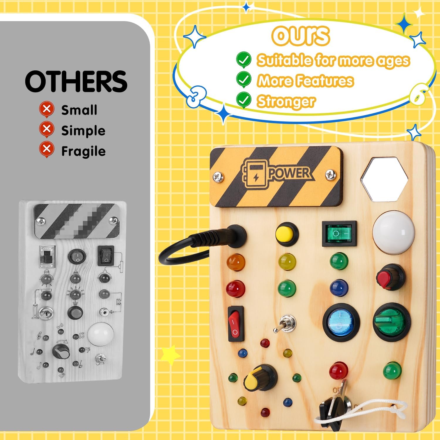 Montessori Toddler Pinboard with 27 LED Lights - BrightMinds