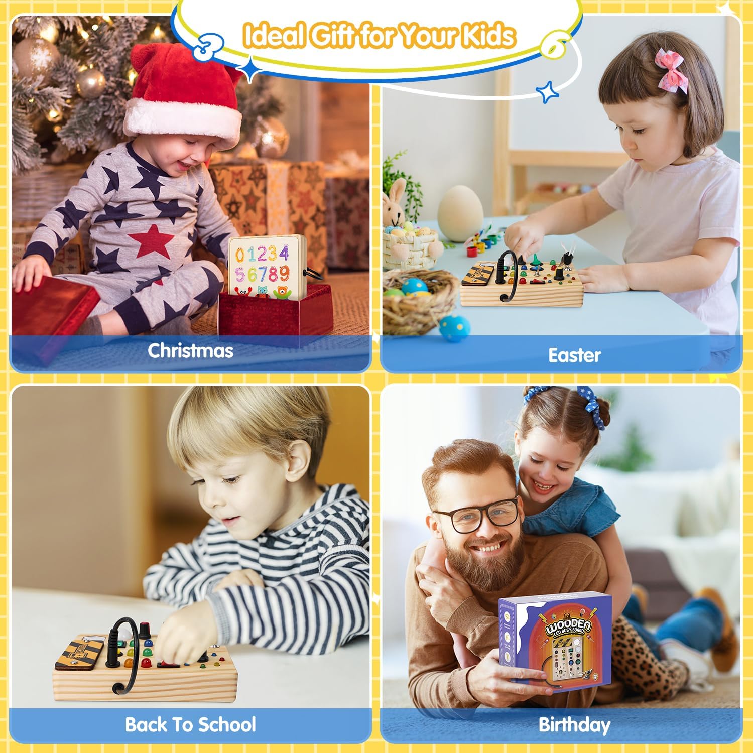 Montessori Toddler Pinboard with 27 LED Lights - BrightMinds