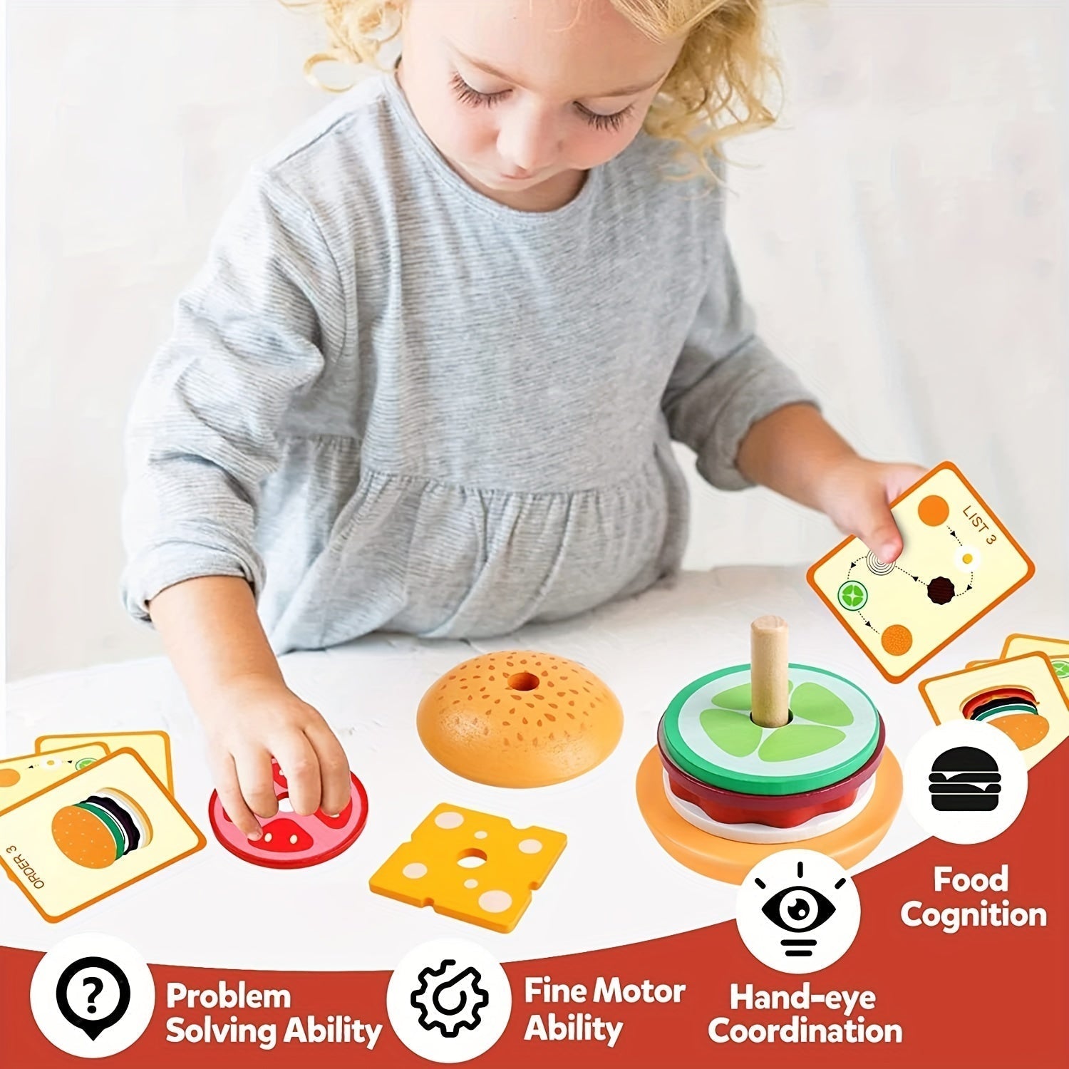 Montessori Stacking Toy - BurgerBuilders