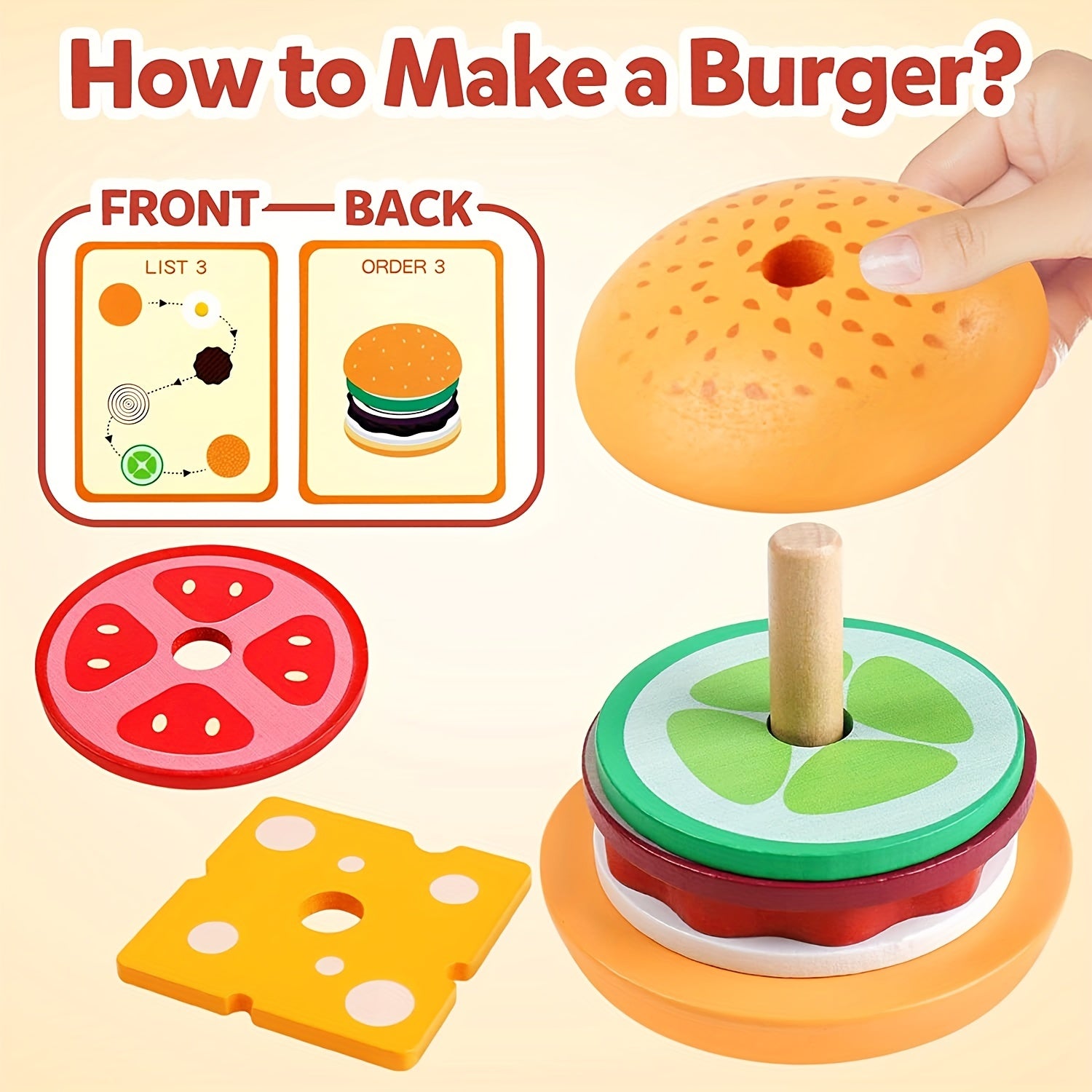 Montessori Stacking Toy - BurgerBuilders